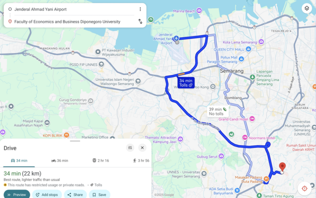 rute dari ahmad yani