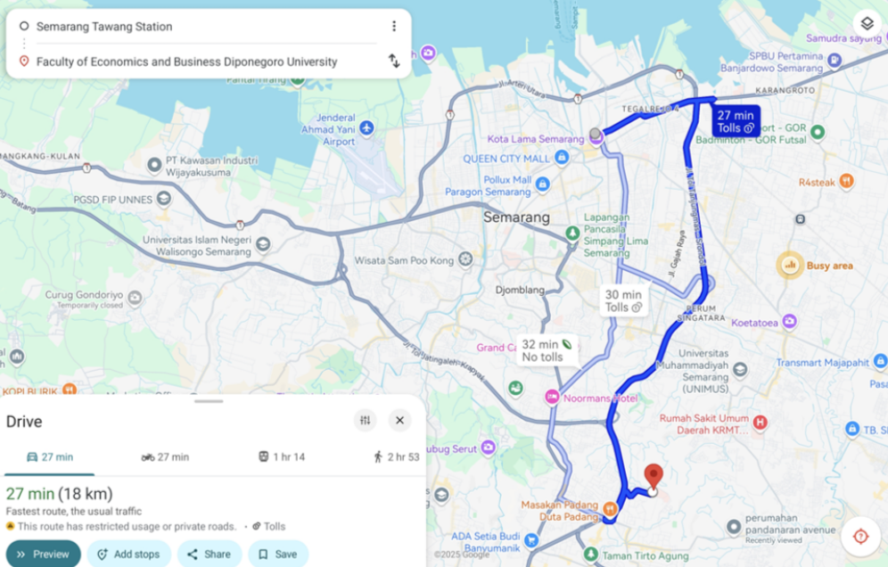 rute dari statsiun tawang